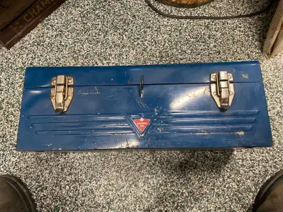 Canadian Tire Blue Metal Tool Box with Red Sectioned Tray, View more