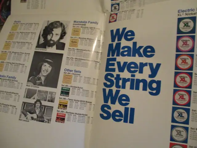 VINTAGE D'ADDARIO STRING SPECIFICATION CHART-1982-83-WALL POSTER64877474486275125
