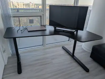 IKEA BEKANT Corner Desk (Right) – Black Stained Ash Veneer/Black, View more