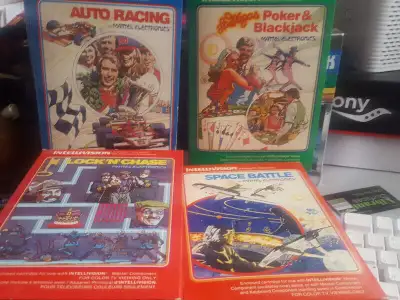Older video games...for collectors. Auto racing, Poker and Black Jack, Lock N Chase, Major Baseball...