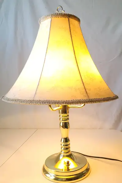 3-Light Candelabra Solid Brass Table Lamp with Floral Bell Shade, View more