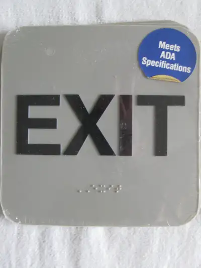 meeting ADA specifications black on gray tactile lettering Grade 2 Braille meets federal mandates in...