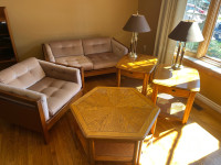 Leave seat, chair, coffee table , side tables and lamps
