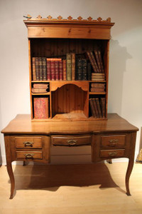 Large Wood Desk with Book Case