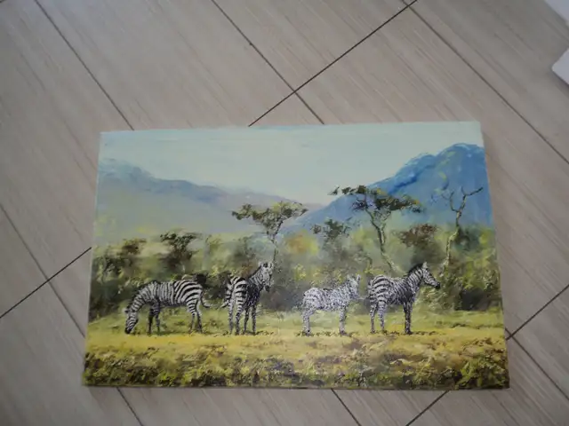 Painting of African wildlife scene on canvas in Home Décor & Accents in Ottawa - Image 3