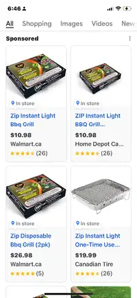 Zip Instant BBQ pack (including grill, tray, charcoal… $5/ea x 8
