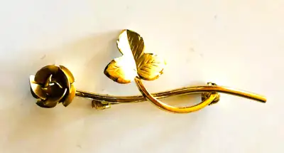 Birks Gold Stemmed Rose Brooch, View more