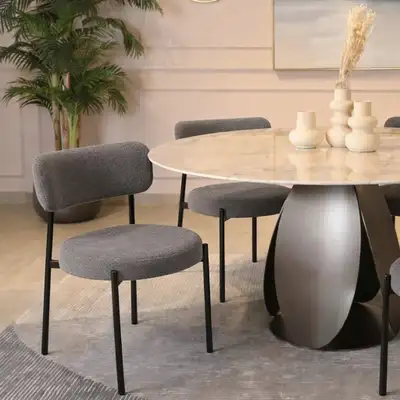 grey boucle dining chairs , View more