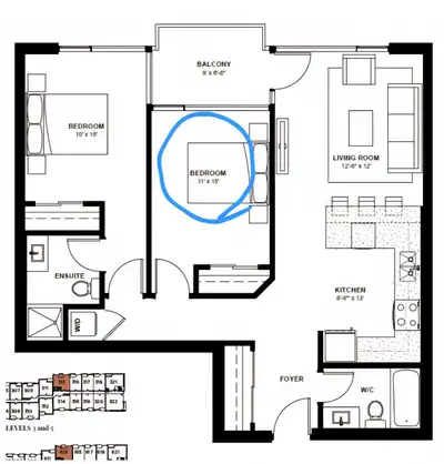 Description 1 fully furnished spacious bedroom in a 2-bedroom penthouse apartment offers comfort, lo...