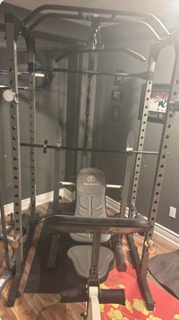 Home Gym - Power Rack with Pull up bar, Bench and Weights