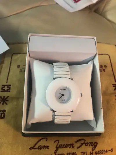 Chanel ladies watch, white with pearl face. VGC. Collingwood., View more