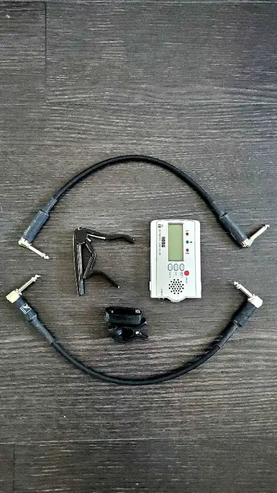 Korg Tuner, Capo, and Instrument Cables Bundle, View more