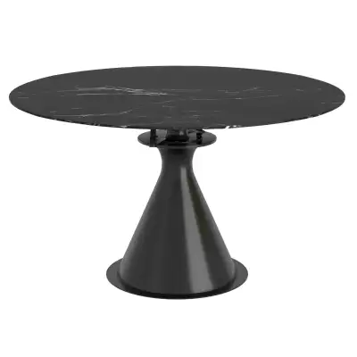 Calisto Round Pedestal Dining Table w/Extension in Black ., View more