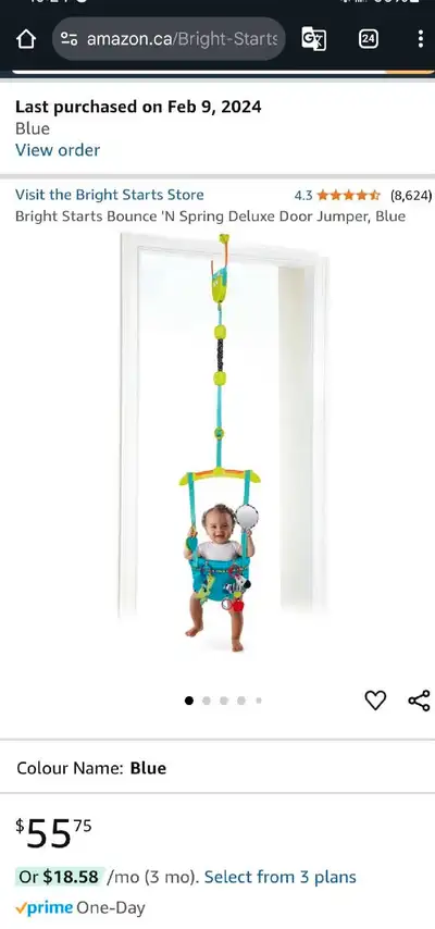 Sturdy door frame clamp provides a secure fit into doorways Padded seat ring for baby's comfort Soft...