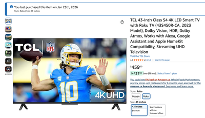 TCL 43” 4K Roku Smart TV – Like New, View more