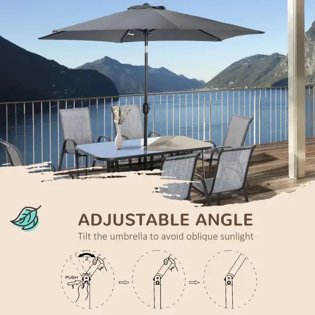 8 Pieces Patio Dining Set with Umbrella, 6 Chairs and Table in Dining Tables & Sets in Markham / York Region - Image 6