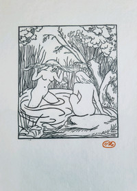 Original Aristide Maillol Woodcut The Bathers Odes Of Horace 