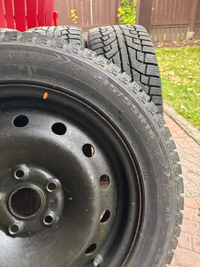 Set of winter tires mounted on steel rims, used on an Audi A4 Quattro. Excellent condition, plenty o...