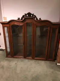 Vintage solid wood display cabinet, hutch, china cabinet
