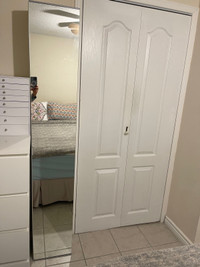 Ikea High cabinet with mirror door, white