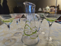 LONG STEM CLEAR COLOUR FUSION MARTINI, COCKTAIL GLASSES (8)