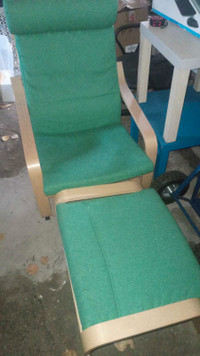 Green Ikea chairs and ottoman
