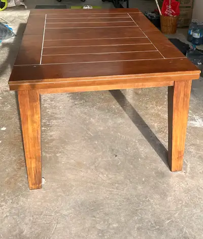 solid wood dining table with built in extension leaf, View more