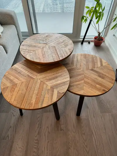 Structube ZAK - Set of 3 Teak Wood Nesting Tables, View more