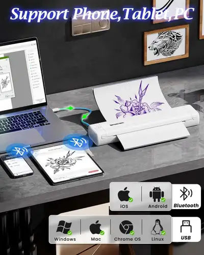 Phomemo Portable Bluetooth Tattoo Stencil Printer – Inkless, , View more