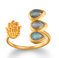 SATYA Gold and Labradorite Ring - Blessed Insight