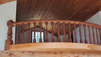 Antique wooden curved balcony railing for sale