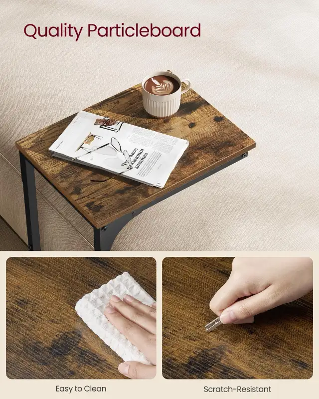 VASAGLE C-Shaped Side Table – Rustic Brown + Ink Black in Other Tables in Oshawa / Durham Region - Image 6