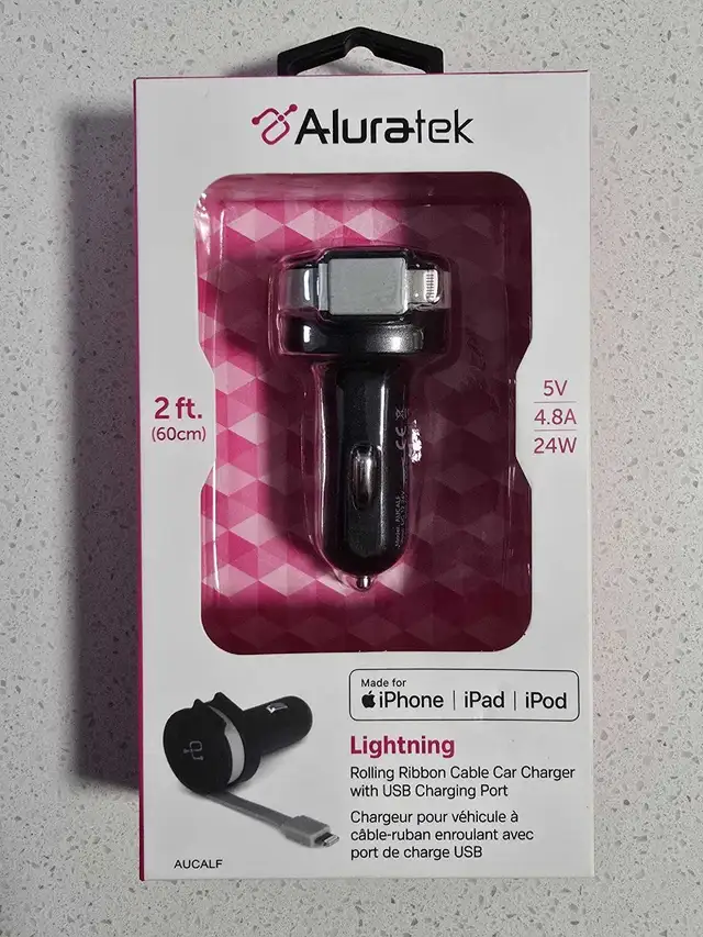 New Aluratek 12v automotive plug to lighting cable in Cell Phone Accessories in Markham / York Region - Image 2