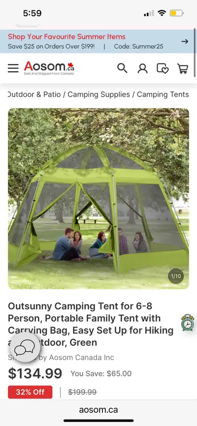 Camping Tent for 6-8 Person, Portable Family Tent with Carrying , View more