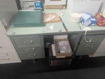 Vintage Industrial Steel Office Desk, View more