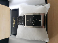 Continental Geneve men watch NEW black leather silver