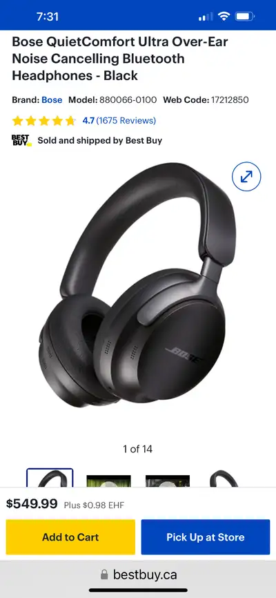 Bose QuietComfort Ultra Over-Ear Bluetooth Headphones Sealed Box Store price 549 plus tax 620.37 No...