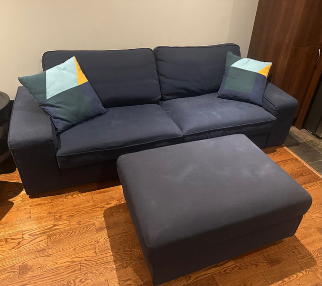 Ikea Kivik couch, ottoman/ footstool with storage and two matchi dans Sofas et futons  à Ville de Montréal