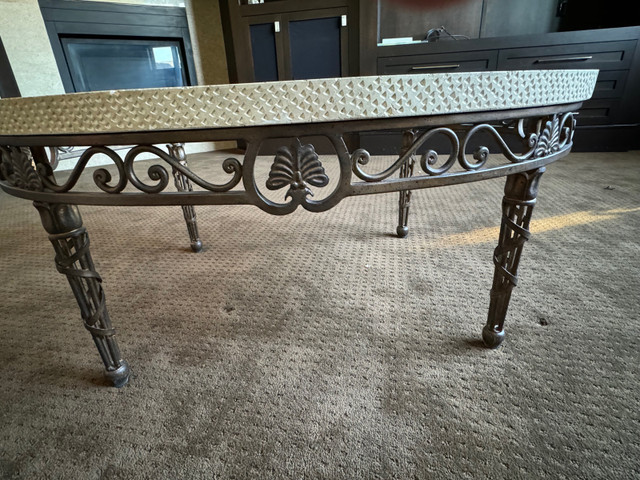 Wrought Iron, marble glass coffee table in Coffee Tables in Calgary - Image 3