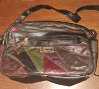 Leather Brown Patchwork Vintage 80s  Shoulder Bag Purse