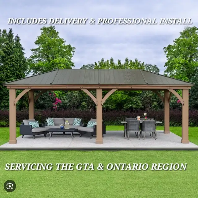 LARGE Yardistry Gazebo 12X24 - UNIT WITH DELIVERY AND INSTALL in Patio & Garden Furniture in Mississauga / Peel Region - Image 2