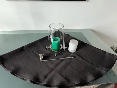New Free Candle with Candle Holder, Snuffer, tablecloth Lot, View more