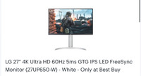 LG Ultra 27 inch 4K 2160p monitor