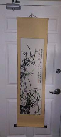 Chinese watercolor painting scroll orchid