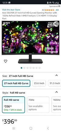 NEW ACER CURVED 27" MONITOR FOR ONLY $229.99 READ AD BELOW