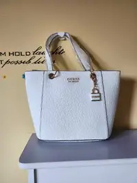 Guess Logo White Tote - Authentic 