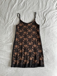 *NEW*Black and brown lace mini dress with adjustable strap