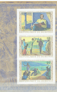 BURUNDI. Grand Feuillet commémoratif "STANLEY et LIVINGSTONE".