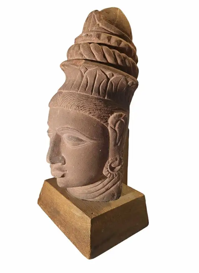 Monumental 14" Hand-Carved Solid Sandstone Deity Sculpture578765035951237121