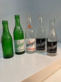 Vintage Schweppes Soda Pop Bottles - 1950's to 1960's